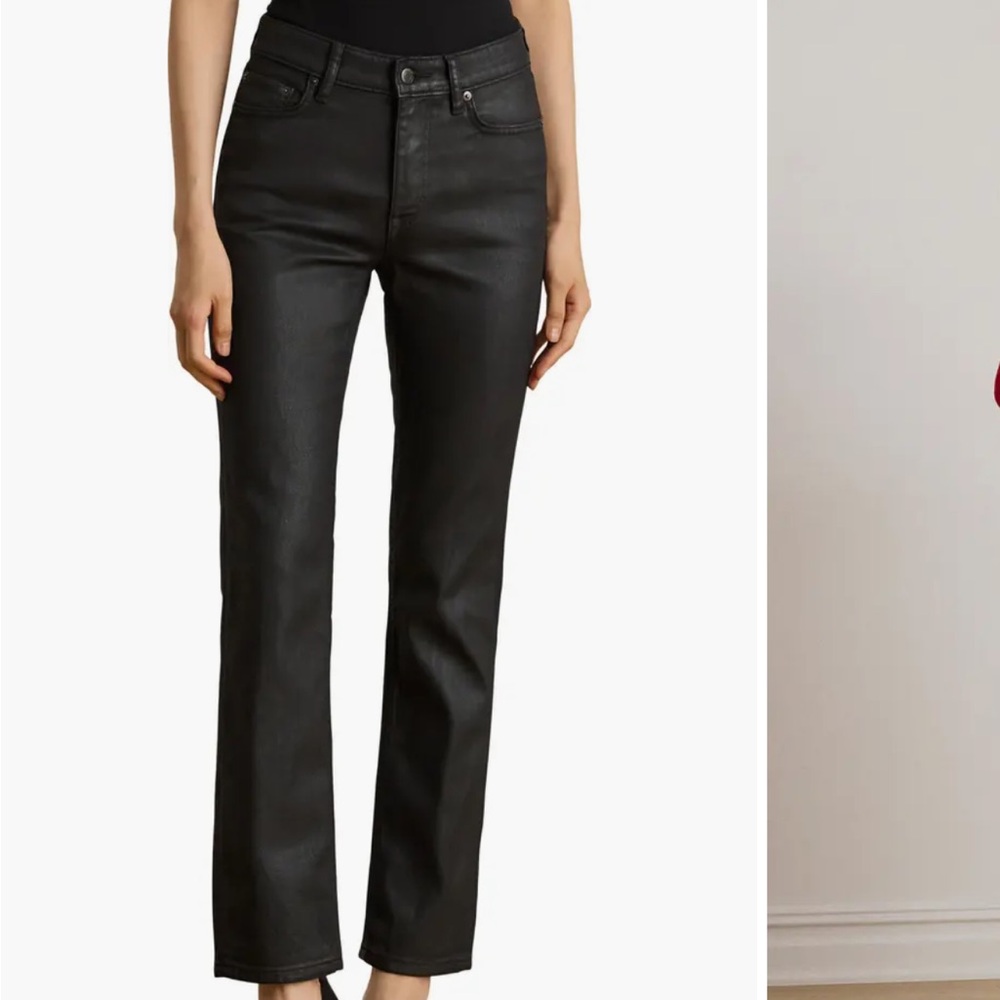 Ralph Lauren Women's COATED Black Straight Leg Jeans